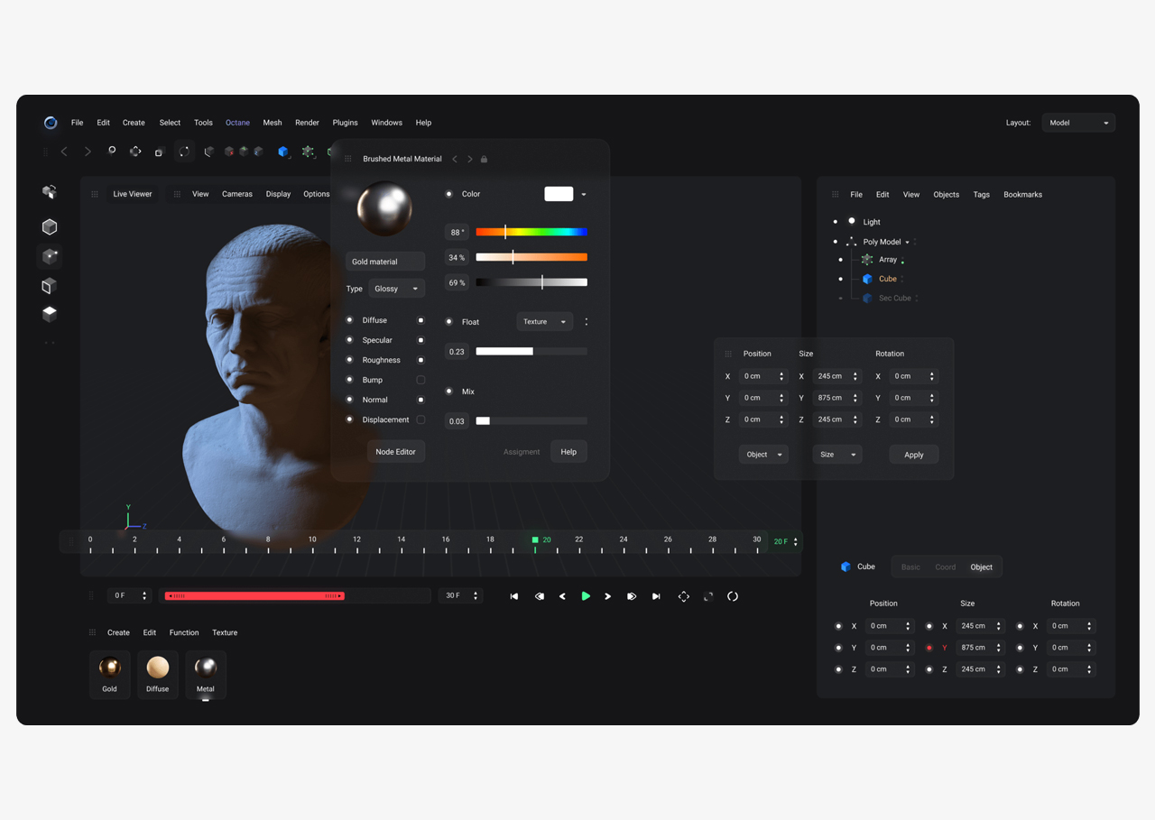 interface cinema 4D logiciel pour creation visuelle
