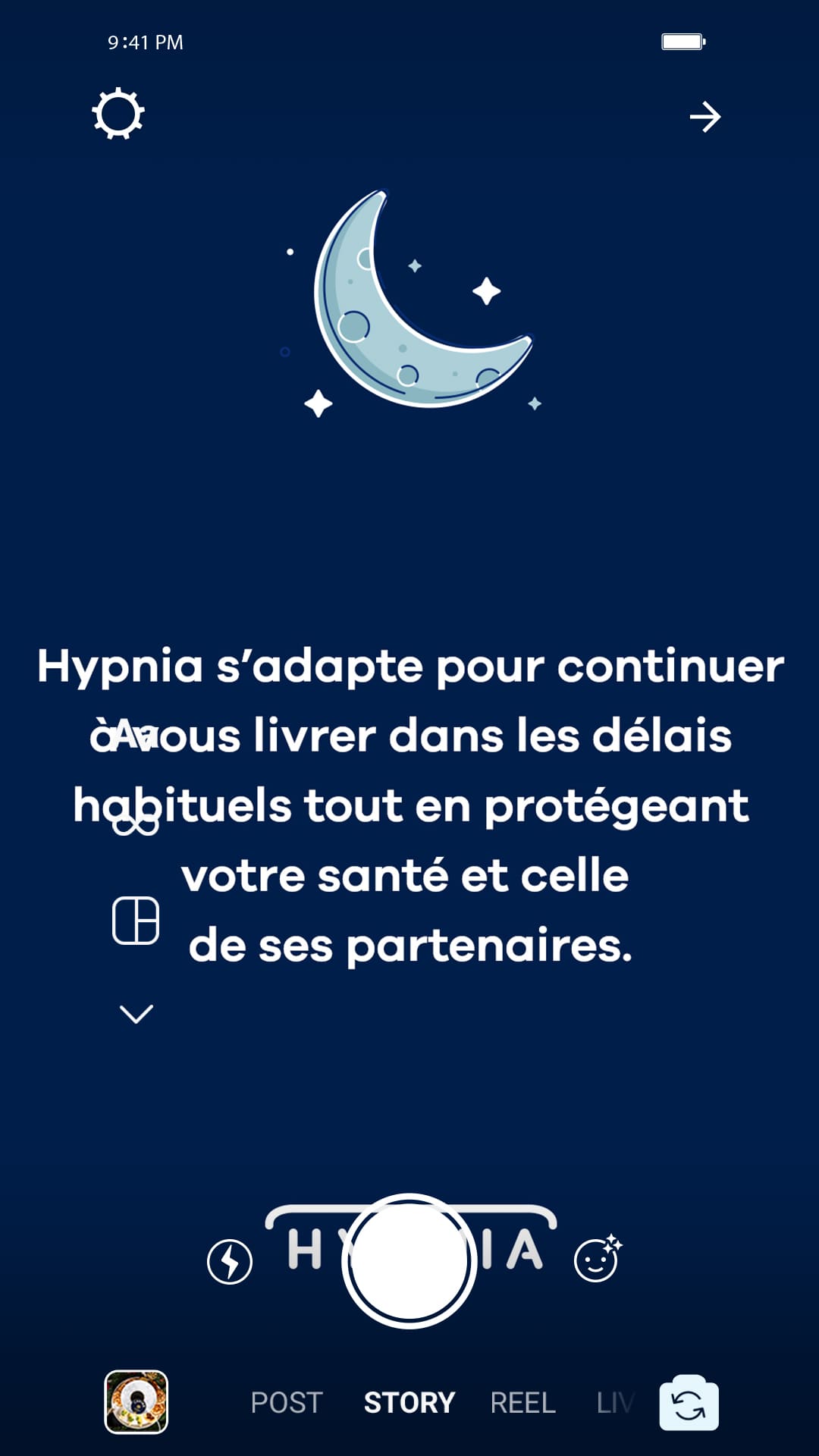 story instagram d’hypnia pour la strategie social media sur le someil